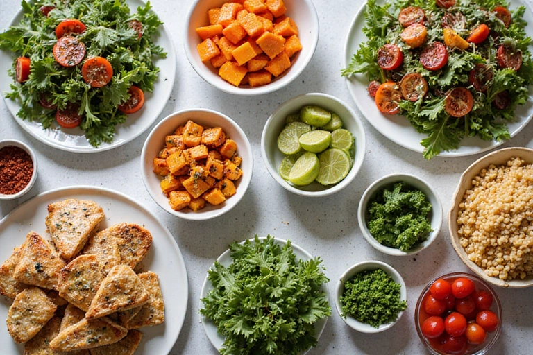 Mesa llena de alimentos deliciosos y sin gluten